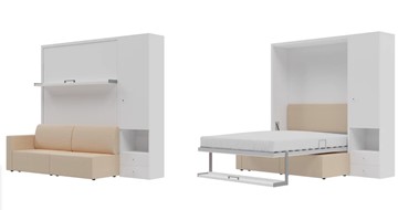 Кровать подъемная Кровать-трансформер Smart (КД 1400+ШП), шкаф правый, левый подлокотник в Петропавловске-Камчатском