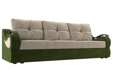 Прямой диван Меркурий еврокнижка, Бежевый/зеленый (микровельвет) в Петропавловске-Камчатском
