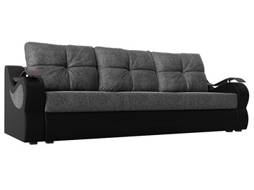 Прямой диван Меркурий еврокнижка, Серый/черный (рогожка/экокожа) в Петропавловске-Камчатском