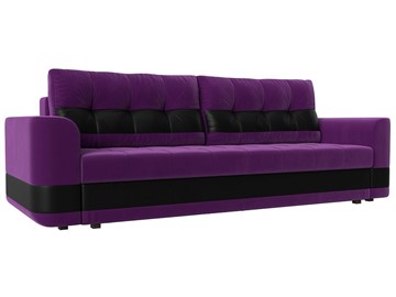 Прямой диван Честер, Фиолетовый/черный (вельвет/экокожа) в Петропавловске-Камчатском