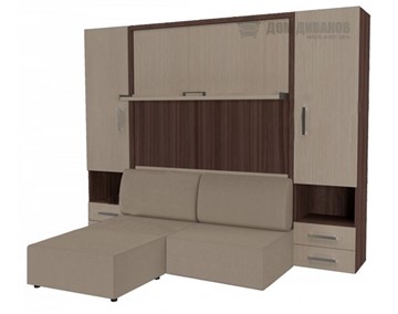 Шкаф-кровать Кровать-трансформер Smart (ШЛ+КД 1400+ШП+Пуф), 2 шкафа, без подлокотников в Петропавловске-Камчатском