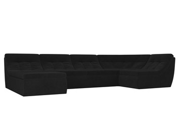 Модульный раскладной диван Холидей, Черный (велюр) в Петропавловске-Камчатском