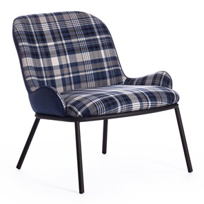 Кресло DUKEN (mod. 0179322) металл/ткань, 79х59х66 см, синий/синяя шотландка/черный в Петропавловске-Камчатском