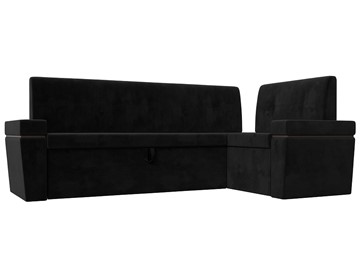Раскладной кухонный диван Деметра угловой, Черный (Велюр) в Петропавловске-Камчатском
