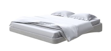 Кровать двуспальная парящая 160х200, Искусственная шерсть (Лама Светло-серый) в Петропавловске-Камчатском