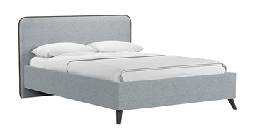 Кровать с механизмом 1.5-спальная Миа, 140 Bravo grey (серый) / кант Лайт 10 Велюр (коричневый) + кроватное дно в Петропавловске-Камчатском
