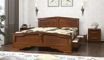 Кровать с выкатными ящиками Елена (Орех) 140х200 в Петропавловске-Камчатском
