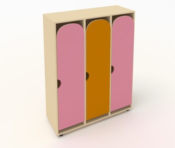 Распашной детский шкаф ШГ3 Беж+Розовый+Оранжевый в Петропавловске-Камчатском