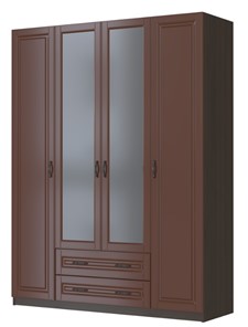 Шкаф четырехстворчатый Кантри, лак орех ШР-4, с 2мя зеркалами в Петропавловске-Камчатском