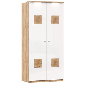Шкаф двухстворчатый Фиджи с декоративными накладками 659.237, цвет белый в Петропавловске-Камчатском