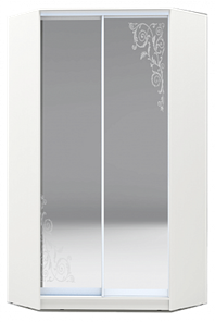 Шкаф 2200х1103, ХИТ У-22-4-66-09, Орнамент, 2 зеркала, белая шагрень в Петропавловске-Камчатском