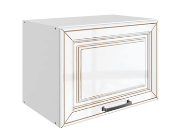 Кухонный навесной шкаф Атланта L500 Н360 (1 дв. гл.) эмаль (белый/белый глянец патина золото) в Петропавловске-Камчатском