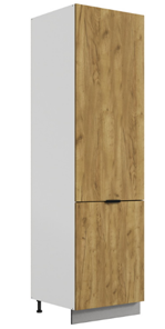 Шкаф-пенал Стоун L600 под холодильник (2 дв.гл.) (белый/акация светлая) в Петропавловске-Камчатском