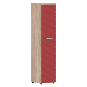 Стеллаж с дверью TORR LUX TLHC 42.1 колонка с глухой дверью и топом 435х452х1958 Дуб Каньон/ Красный в Петропавловске-Камчатском