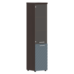 Стеллаж с дверью TORR LUX TLHC 42.2 R колонка комбинированная с топом 435х452х1958 Венге/Серо-голубой в Петропавловске-Камчатском