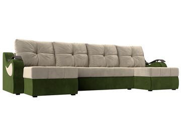 П-образный диван Меркурий П, Бежевый/зеленый (вельвет) в Петропавловске-Камчатском