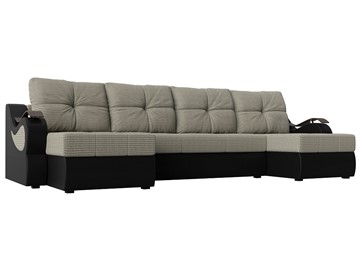 П-образный диван Меркурий П, Корфу 02 (рогожка)/черный (экокожа) в Петропавловске-Камчатском
