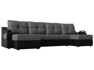 П-образный диван Меркурий П, Серый/черный (рогожка/экокожа) в Петропавловске-Камчатском