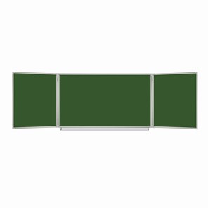 Доска  для мела 3-х элементная 100х150/300 см, 5 рабочих поверхностей, зеленая, BRAUBERG, 231707 в Петропавловске-Камчатском