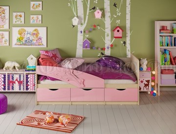 Детская кровать Дельфин, Розовый глянец 80х180 в Петропавловске-Камчатском