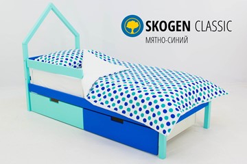Кровать-домик в детскую мини Skogen мятно-синий в Петропавловске-Камчатском - предосмотр