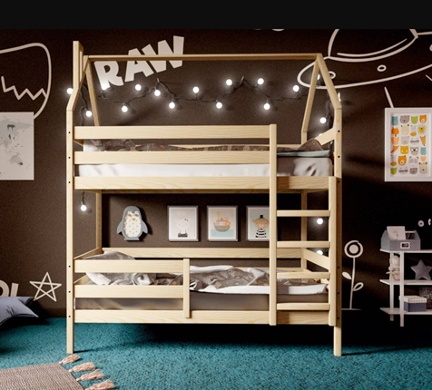 Детская 2-этажная кровать Домик, без покраски в Петропавловске-Камчатском - изображение