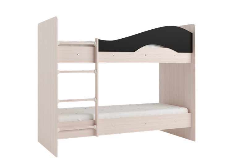 Кровать 2-ярусная Мая на щитах со шкафом и ящиками, корпус Млечный дуб, фасад Венге в Петропавловске-Камчатском - изображение 2