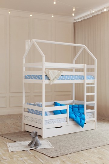 Детская двухэтажная кровать Домик с ящиками, цвет белый в Петропавловске-Камчатском - изображение 6