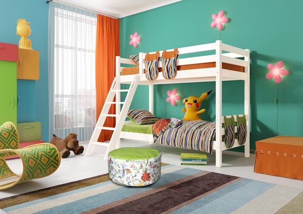 Детская 2-ярусная кровать Соня, Вариант 10 Белый в Петропавловске-Камчатском - изображение