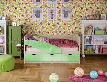 Детская кровать Бабочки 800*1600, Салатовый глянец в Петропавловске-Камчатском