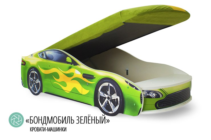 Кровать-машина в детскую Бондимобиль зеленый в Петропавловске-Камчатском - изображение 1
