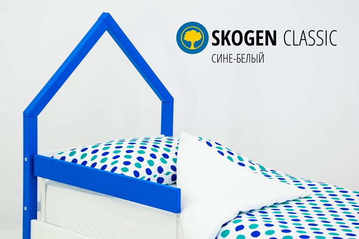 Кровать-домик мини Skogen сине-белый в Петропавловске-Камчатском - изображение 3