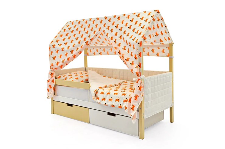 Детская кровать-домик «Svogen бежево-белый» мягкая в Петропавловске-Камчатском - изображение 1