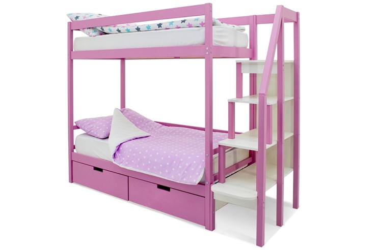 Двухъярусная детская кровать Svogen розовый в Петропавловске-Камчатском - изображение 4