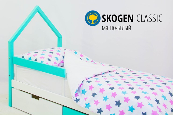 Кровать-домик в детскую мини Skogen белый-мятный в Петропавловске-Камчатском - изображение 3