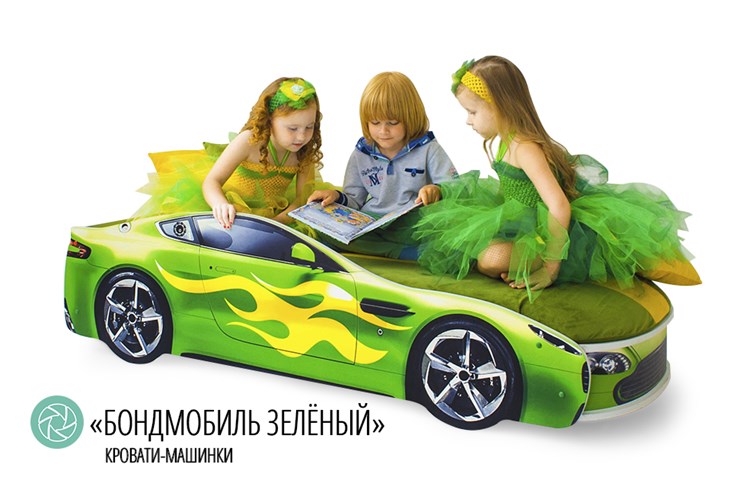 Кровать-машина в детскую Бондимобиль зеленый в Петропавловске-Камчатском - изображение 2