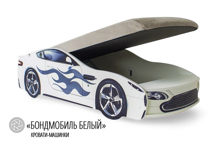 Кровать-машина детская Бондимобиль белый в Петропавловске-Камчатском - изображение 1