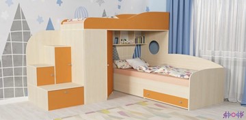Детская кровать-шкаф Кадет-2, корпус Дуб, фасад Оранжевый в Петропавловске-Камчатском