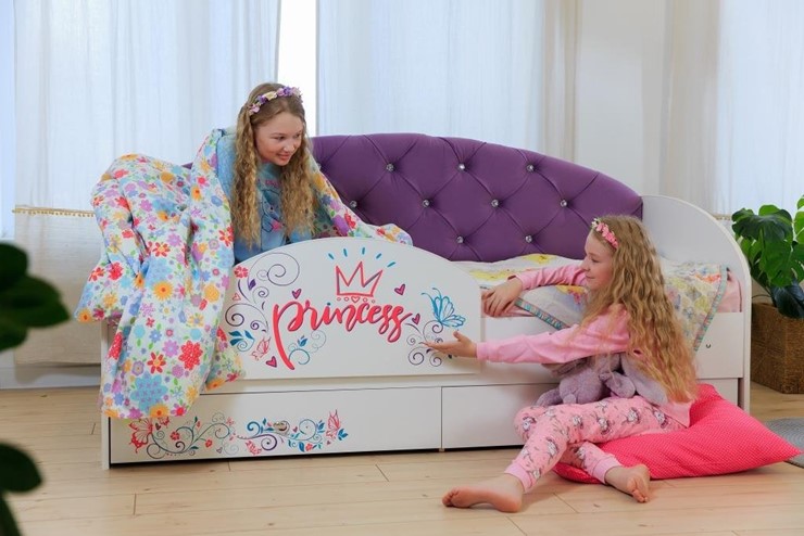 Детская кровать Эльза с бортиком, Фиолетовый (латы) в Петропавловске-Камчатском - изображение 4