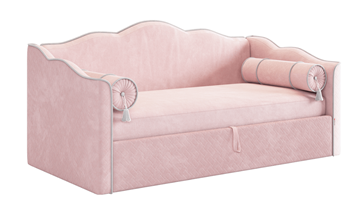 Кровать детская с подъемным механизмом Лея (Софа) 90х200 (нежно-розовый (велюр)/галька (велюр)) в Петропавловске-Камчатском