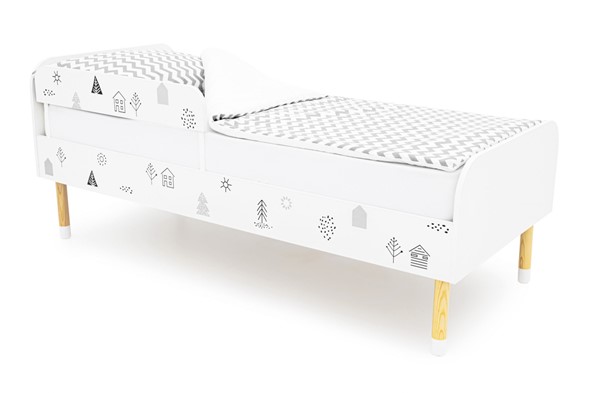 Детская кровать Stumpa Классика "Домики ч/б" в Петропавловске-Камчатском - изображение