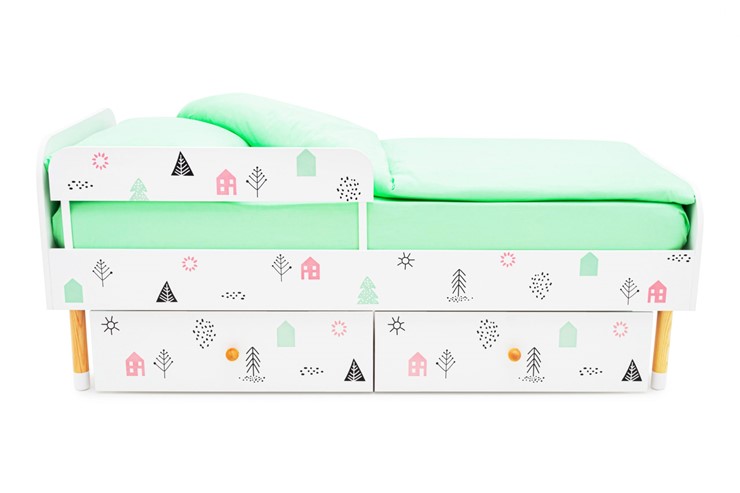 Кровать детская Stumpa Классика "Домики розовый, бирюзовый" в Петропавловске-Камчатском - изображение 6