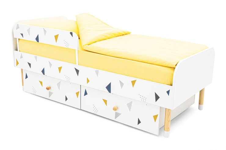 Кроватка Stumpa Классика "Треугольники желтый, синий" в Петропавловске-Камчатском - изображение 3