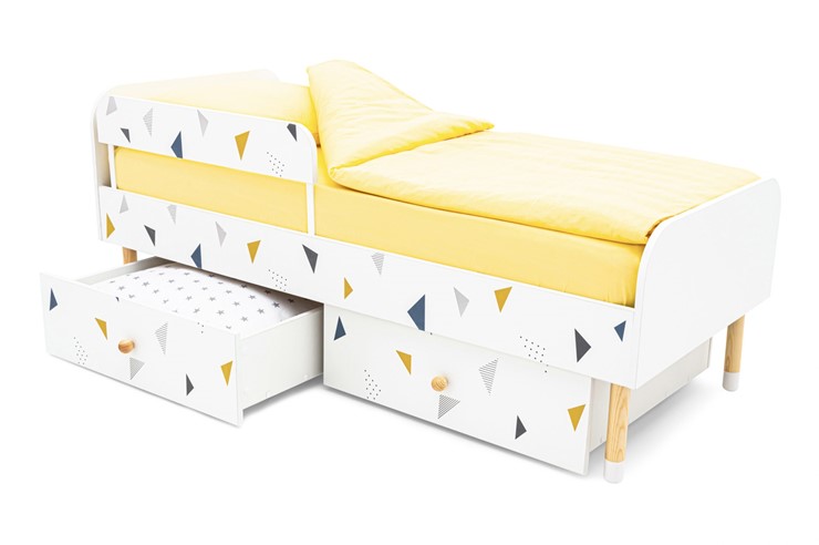 Кроватка Stumpa Классика "Треугольники желтый, синий" в Петропавловске-Камчатском - изображение 4