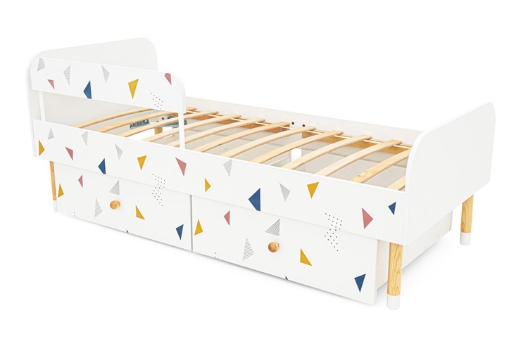 Детская кровать Stumpa Классика "Треугольники желтый, синий, розовый" в Петропавловске-Камчатском - изображение 11