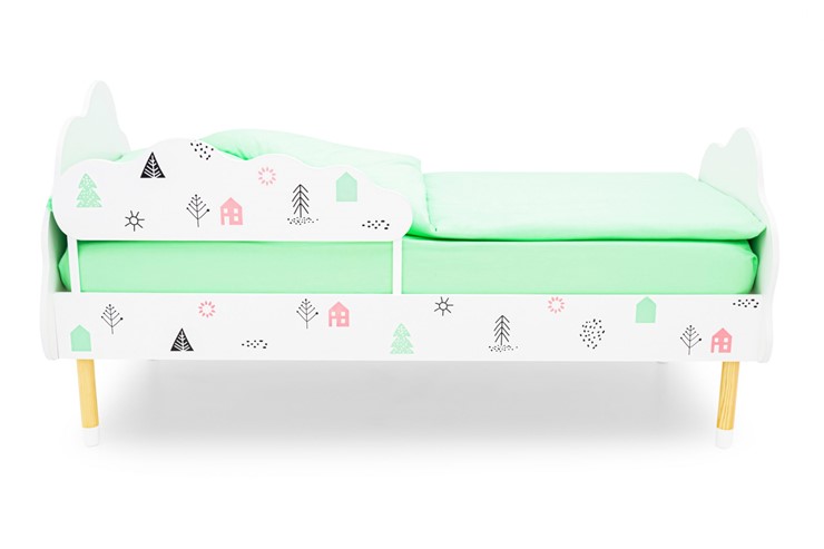 Детская кровать Stumpa Облако "Домики розовый, бирюзовый" в Петропавловске-Камчатском - изображение 1