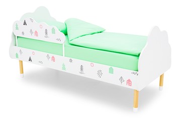 Детская кровать Stumpa Облако "Домики розовый, бирюзовый" в Петропавловске-Камчатском - предосмотр