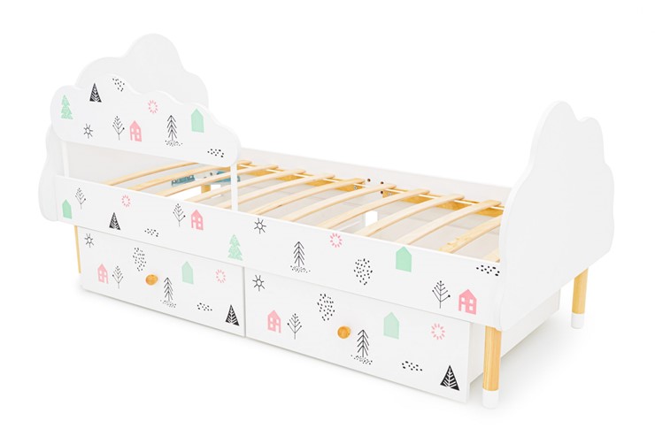 Детская кровать Stumpa Облако "Домики розовый, бирюзовый" в Петропавловске-Камчатском - изображение 7