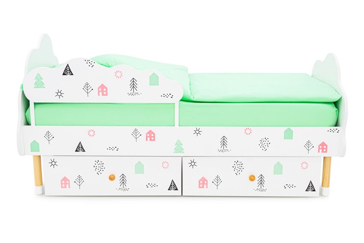 Детская кровать Stumpa Облако "Домики розовый, бирюзовый" в Петропавловске-Камчатском - изображение 8
