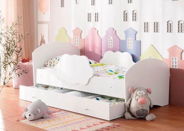 Детская кровать Тучка с ящиком, корпус Белый, фасад Белый в Петропавловске-Камчатском - изображение